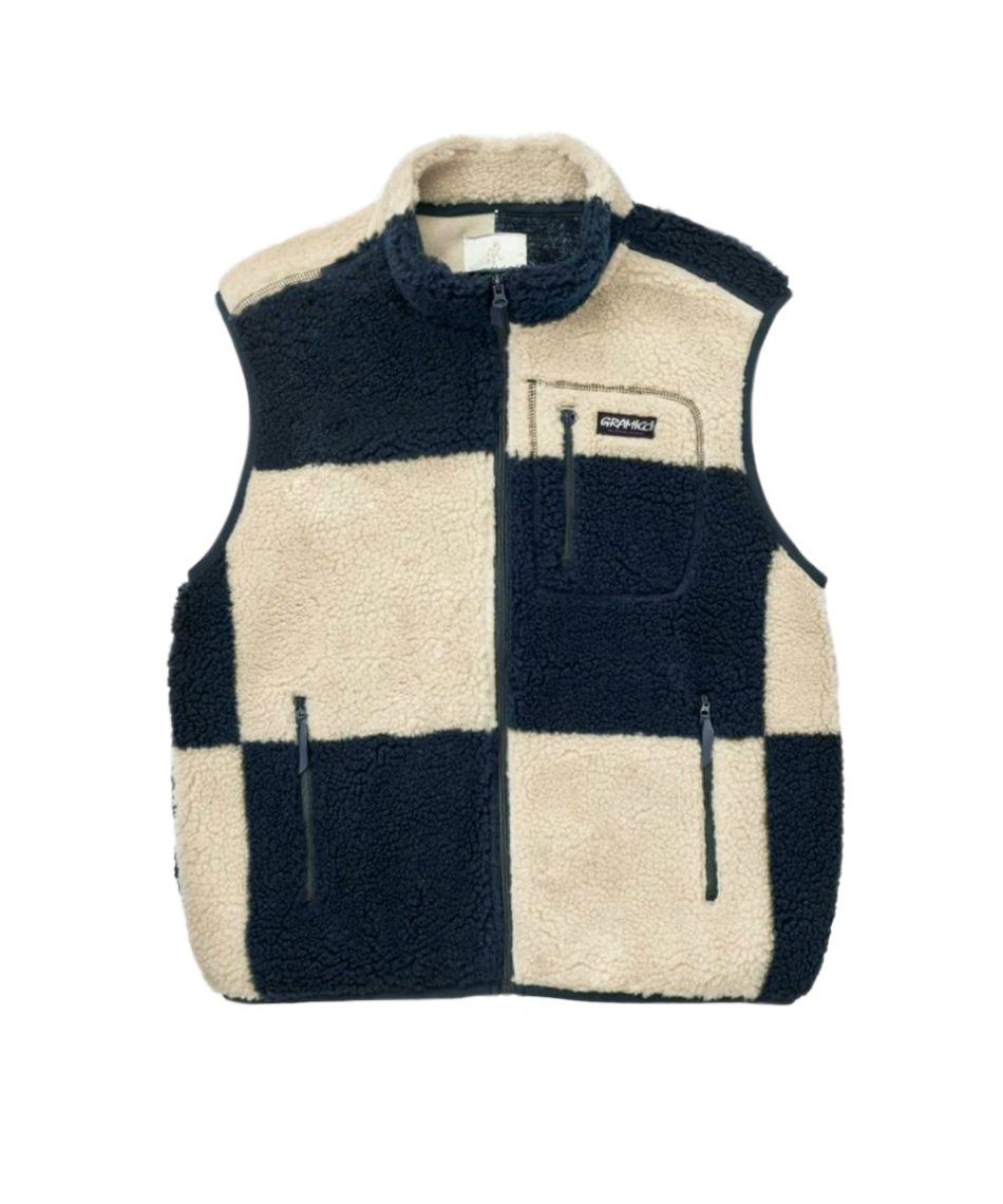 グラミチ(Gramicci) フリース ベスト チェッカード シェルパベスト