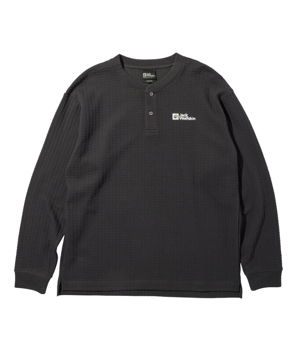 Jack Wolfskin ワッフル 長袖カットソー ブラック L＋シャツ ジャックウルフスキン(Jack Wolfskin) Tシャツ 長袖 JP WAFFLE HENLEY