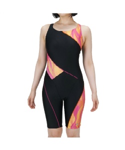 【未使用】Mizuno スポーツ用水着上下セット Lサイズ　 ブラック/オレンジ ミズノ(mizuno) フィットネス水着 レディース水着・スイムウェア