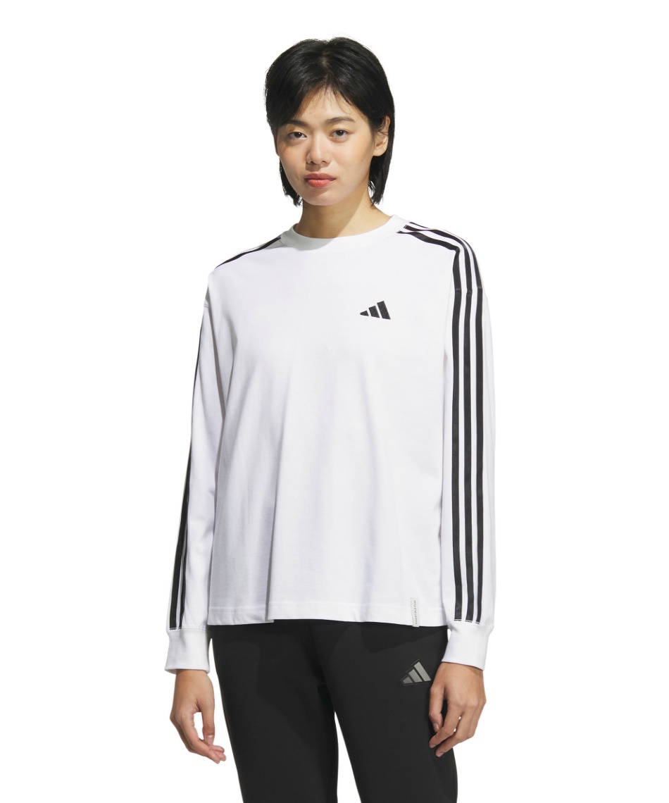 Tシャツ 長袖 エッセンシャルズ プラス スリーストライプス 長袖T
