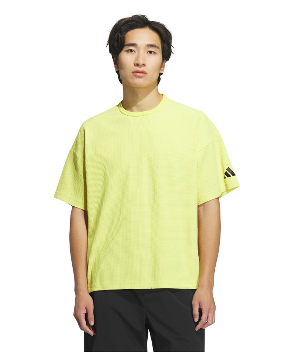 【本物美品】アディダス ワッフル半袖Tシャツ アイボリーベージュホワイト白黒M adidas アディダス ワッフル Tシャツ 半袖 男女兼用 S-XLサイズ