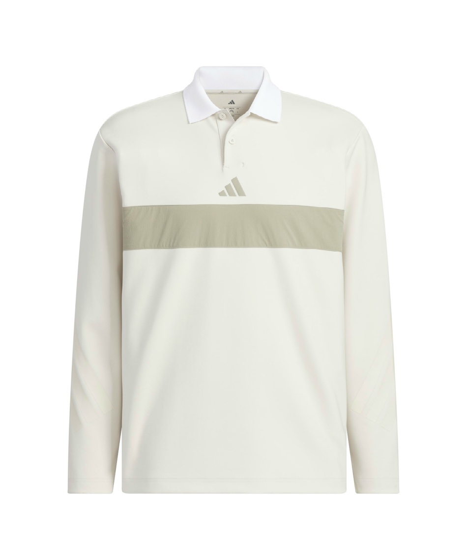 【新品】 長袖ポロシャツ バックファスナーM ホワイト アディダス(adidas) ゴルフウェア ポロシャツ 長袖 ビヨンド ザ コース