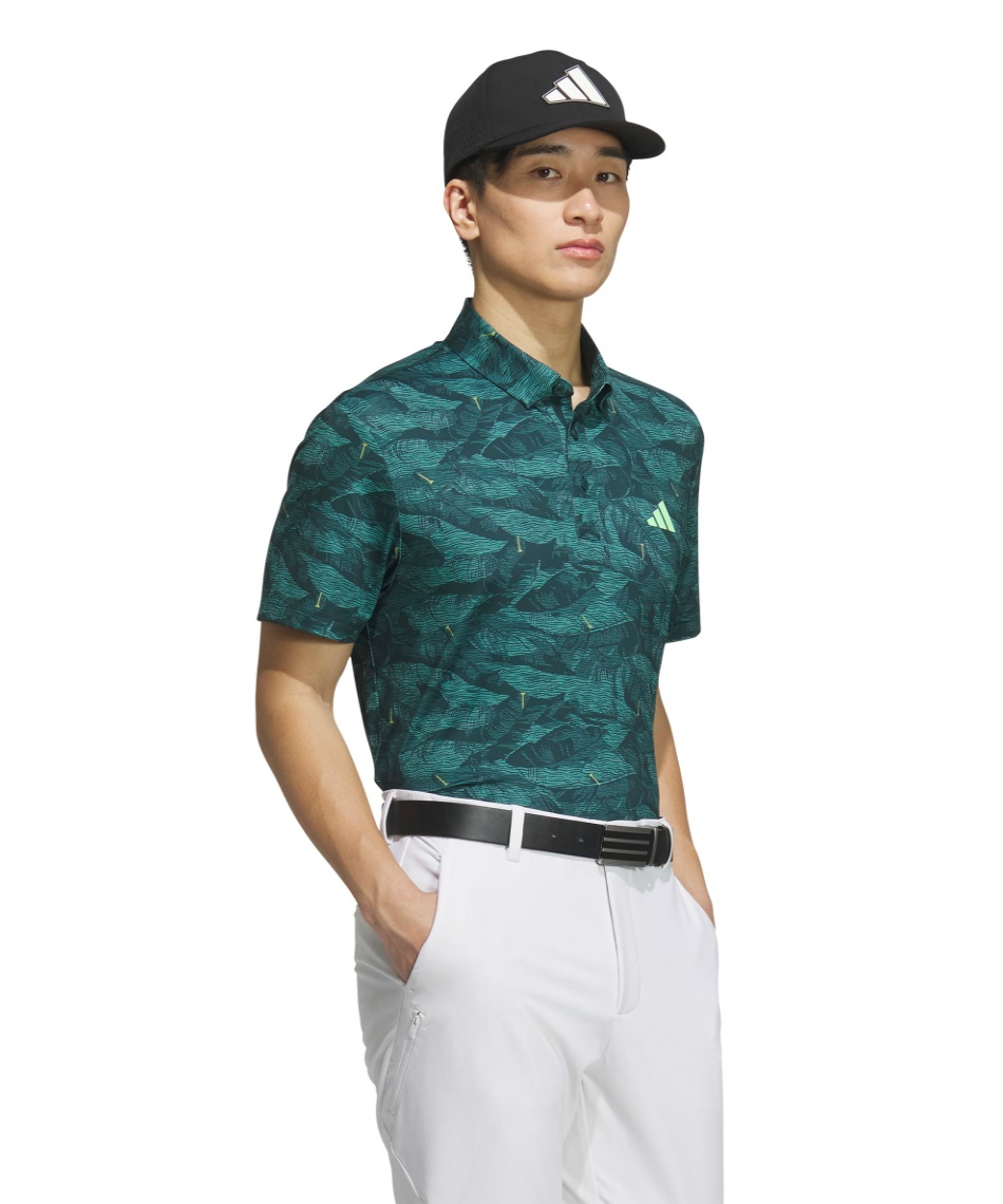 ゴルフウェア ポロシャツ 半袖 グラフィック半袖ボタンダウンシャツ