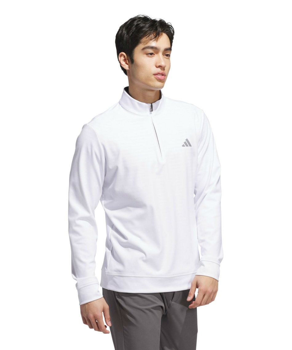 ADIDAS アディダス ゴルフ 長袖 ハーフジップ ホワイト L メンズ セール】ハーフジップ パイル 長袖ジャケット【adidas Golf