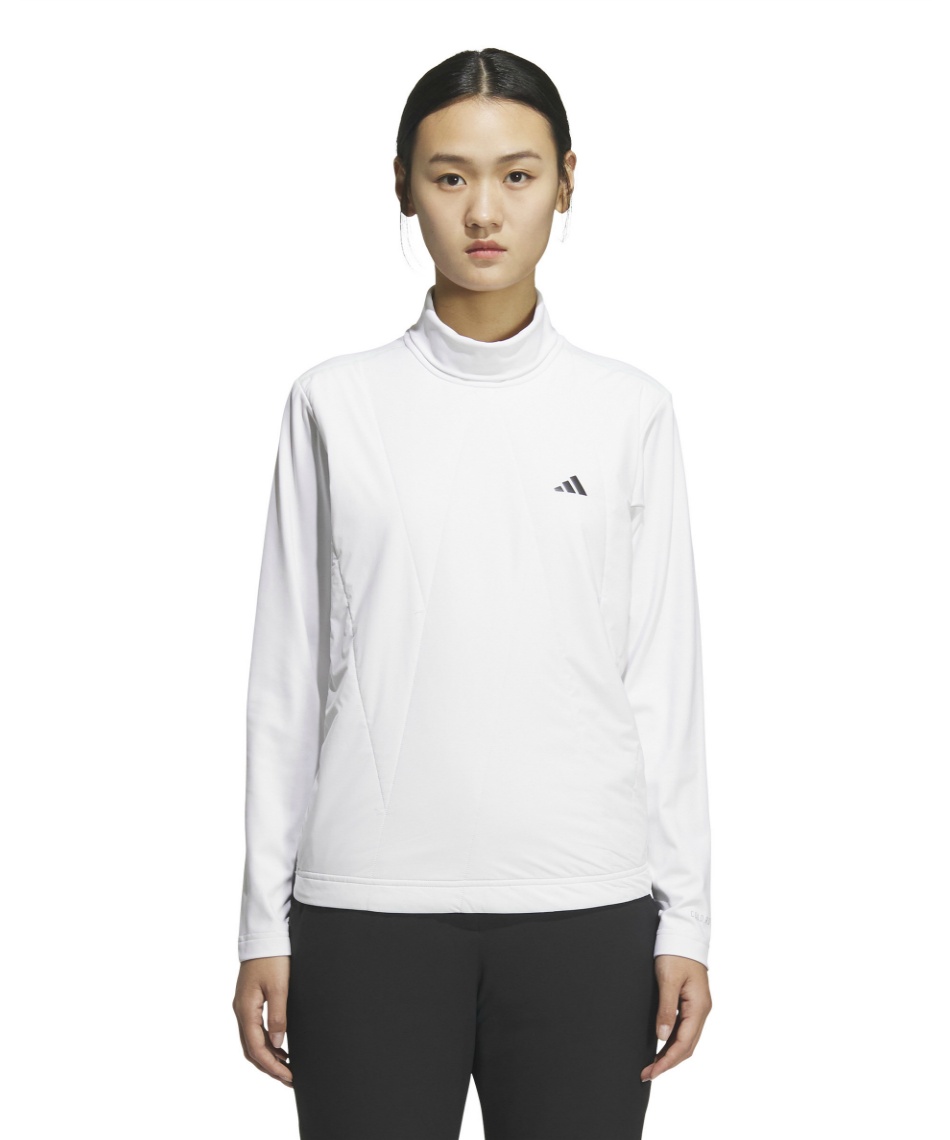 獲得ポイント160pt 【送料無料】アディダス(adidas) ゴルフウェア 長袖シャツ アディゼロ Frost Guard 保温 キルトコンビネーション ハイネック 長袖シャツ JWJ91 レディース ホワイト J/L