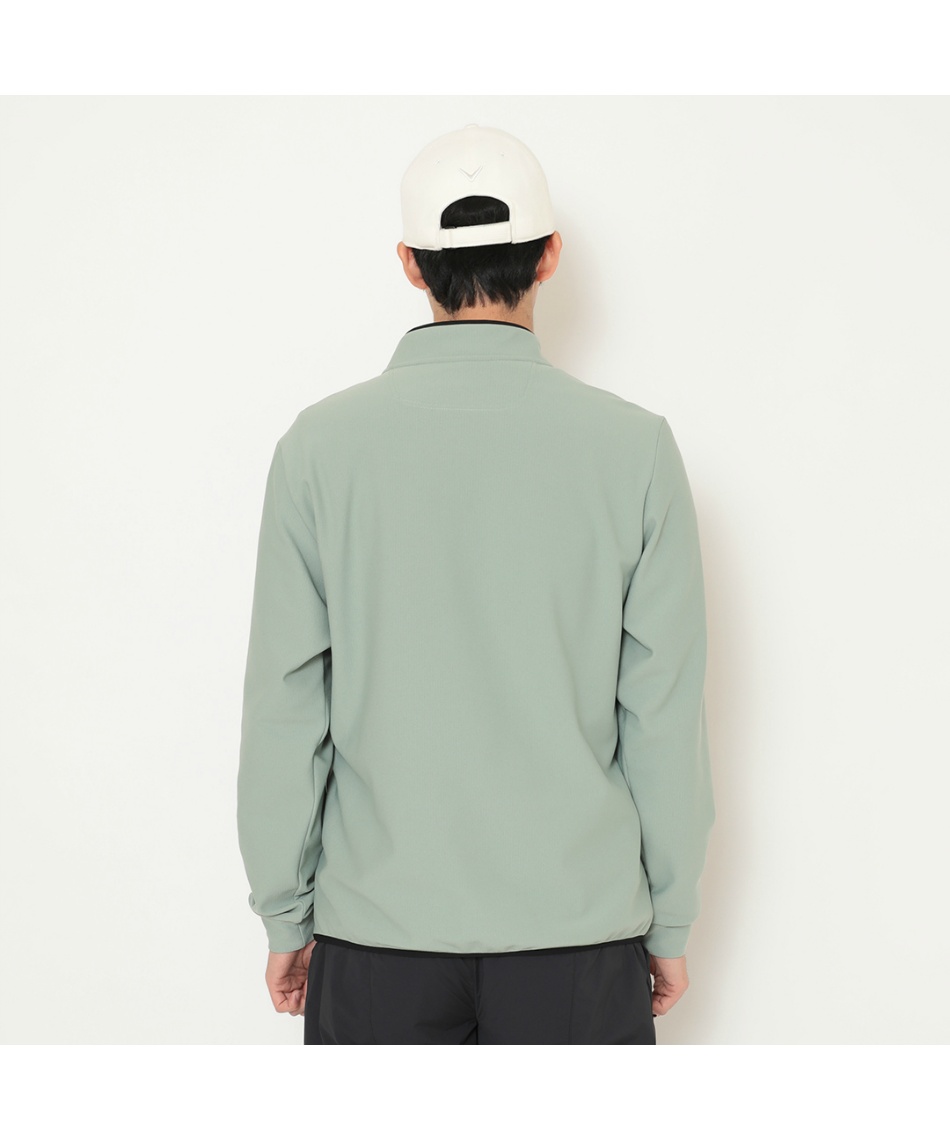 新品　Callaway 変形編地クルーネック(MENS)　ミントグリーン △ キャロウェイ(Callaway) ゴルフウェア スウェット 裏起毛ハーフ