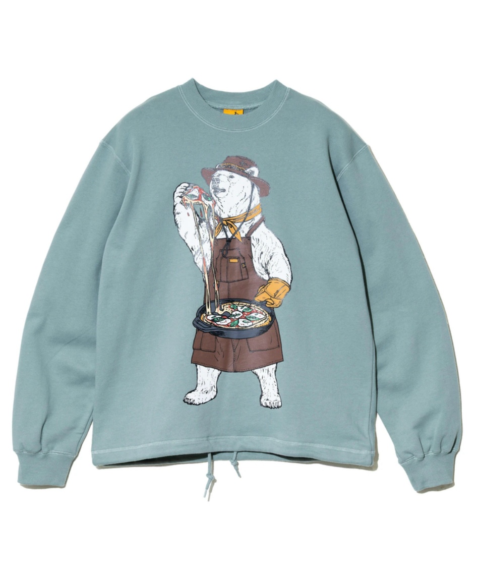 スウェット トレーナー 空紡糸裏毛 スキレットピザクマ ヘムスピンドル