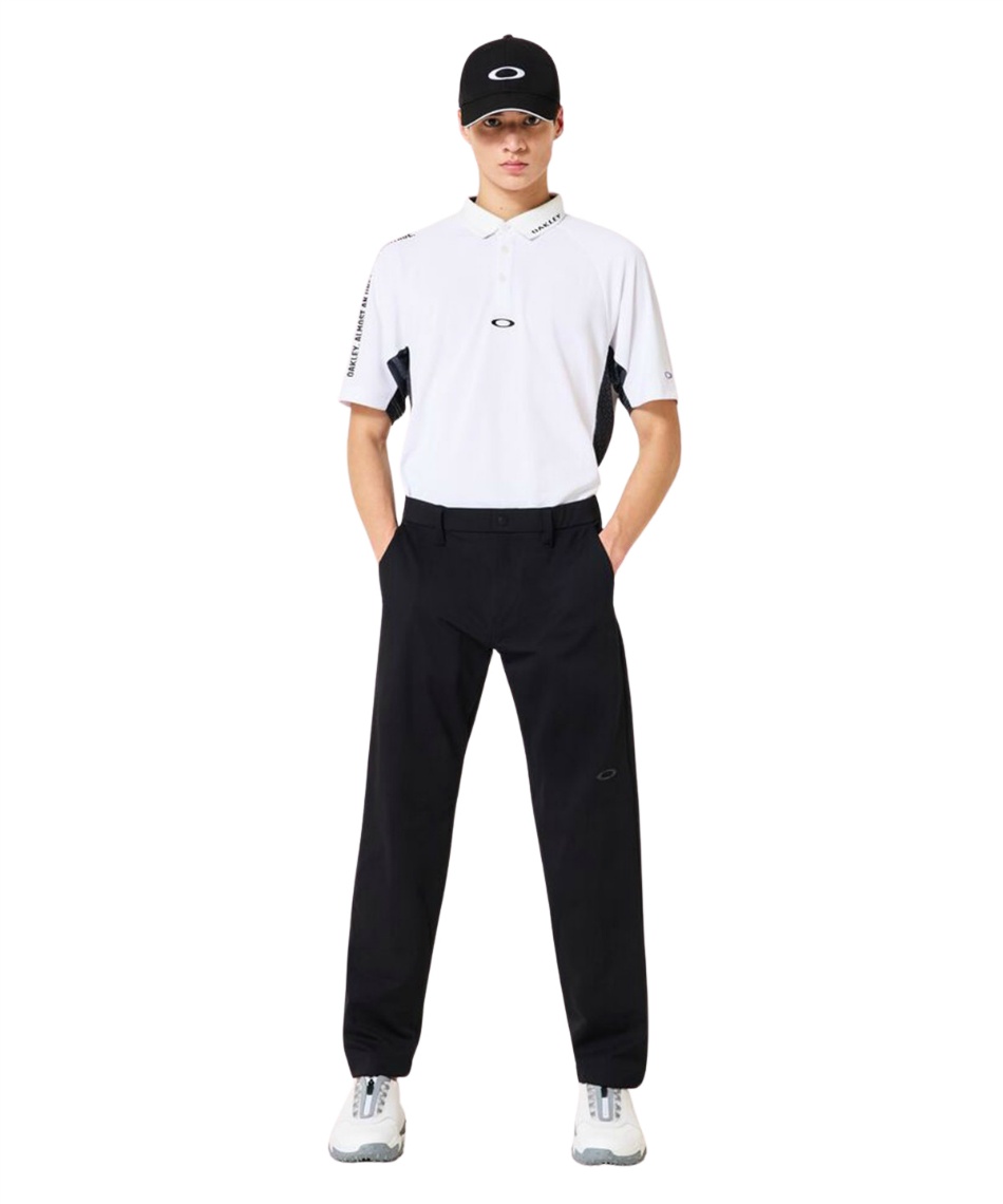 【美品】OAKLEY ゴルフウェア Mサイズ２点セット シャツ パンツ白紺 ○ オークリー(OAKLEY) ゴルフウェア ロングパンツ OAKLEY VERSATILE