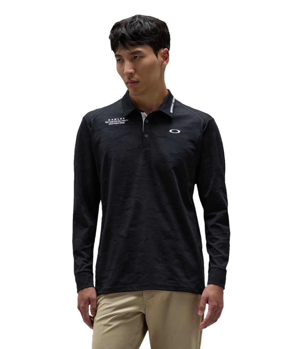 �l���|�C���g76pt 20% OFF�^SALE �y���������z�I�[�N���[(OAKLEY) �S���t�E�F�A �|���V���c ���� Oakley Delta Jacquard LS Shirt FOA409539 �y�������K�i�z�y2026�N�H�~���f���z �����Y 021 XL�iUS�|L�j