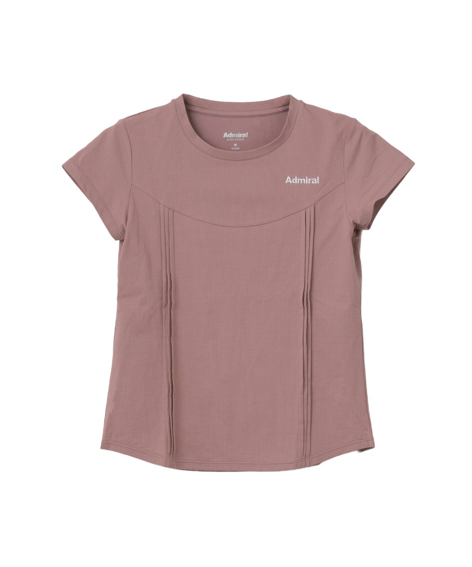 アドミラル　テニスウェア　グレー×ピンク（レディースL） アドミラル(Admiral) テニスウェア Tシャツ 半袖 ピケサッカー