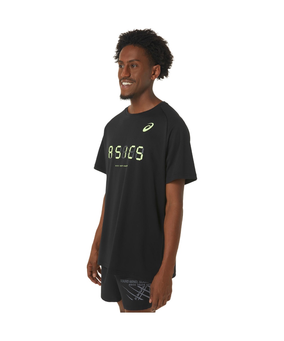 競泳 日本代表 アシックス Tシャツ 黒 アシックス(asics) 陸上 ウェア 半袖Tシャツ プリント半袖シャツ