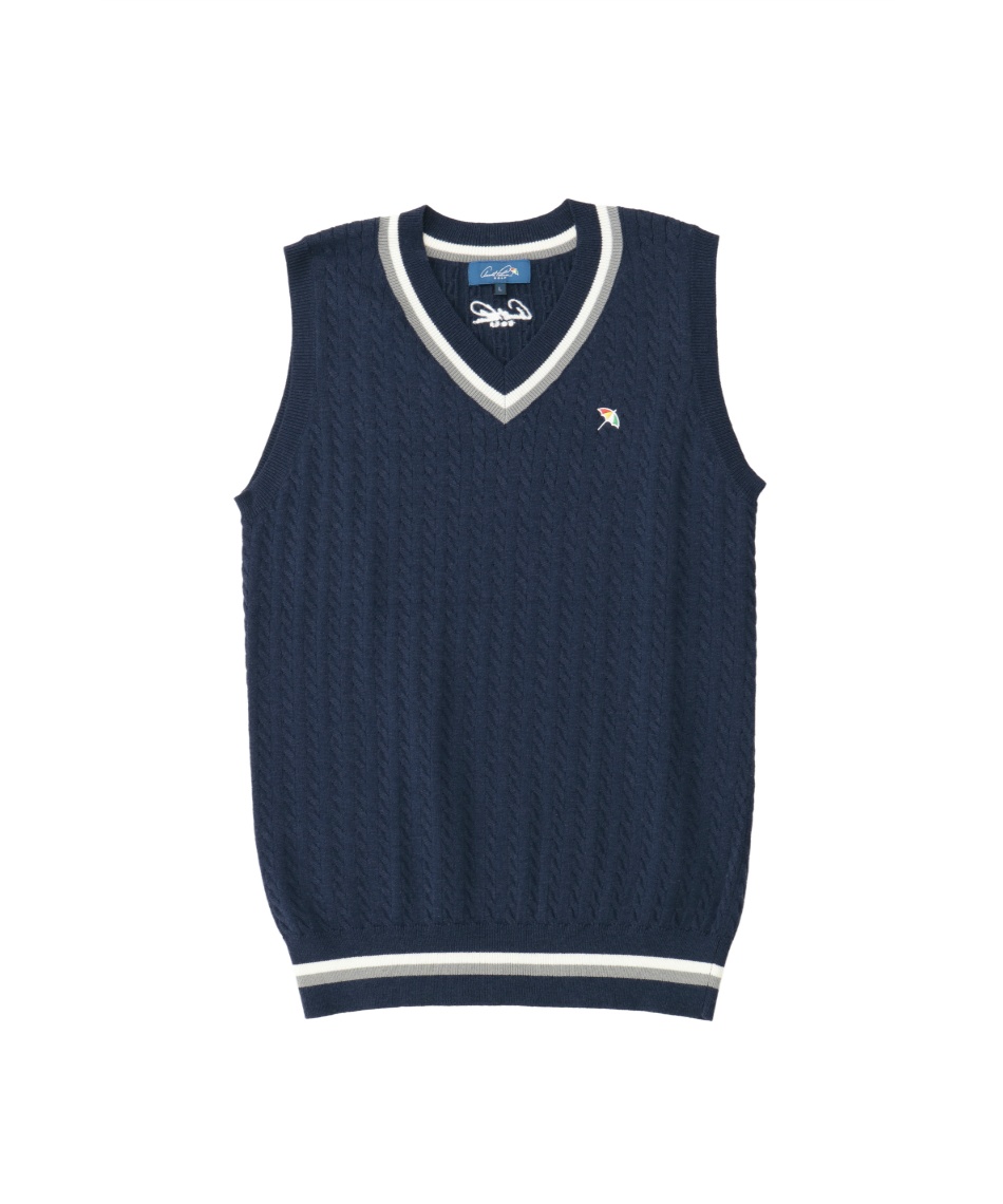 サイズS【未使用】1PIU1UGUALE3　GOLF ロゴVネックニットベスト ゴルフウェア ニットベスト Vネックニットベスト AP220203C01