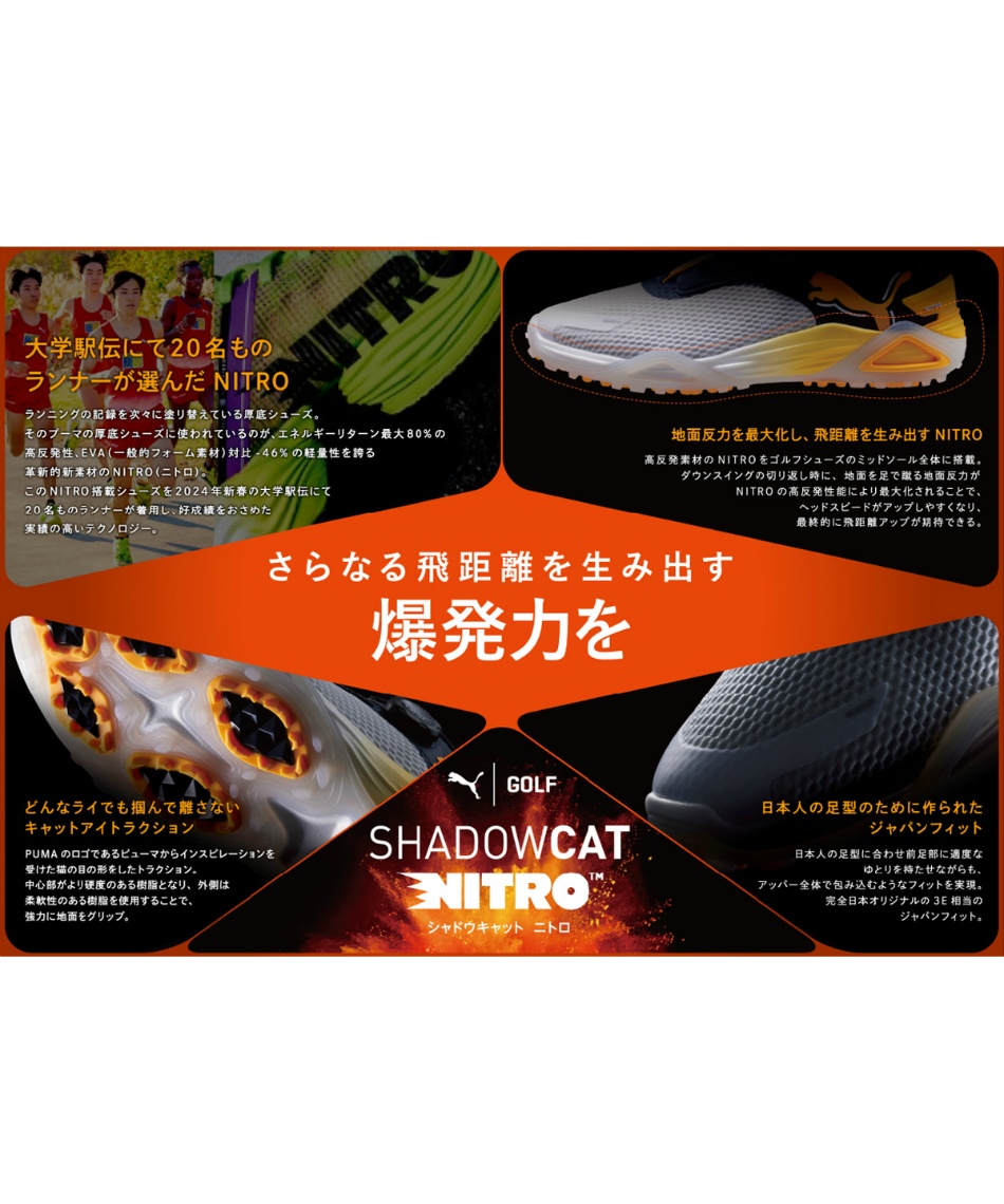PUMA ゴルフシューズ シャドウキャットニトロ 30cm オレンジ プーマ(PUMA) ゴルフシューズ スパイクレス シャドウキャット
