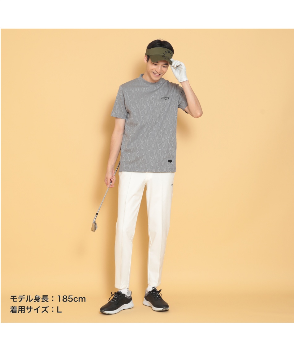 ゴルフウェア 半袖シャツ ロゴジャカード半袖モックネックシャツ