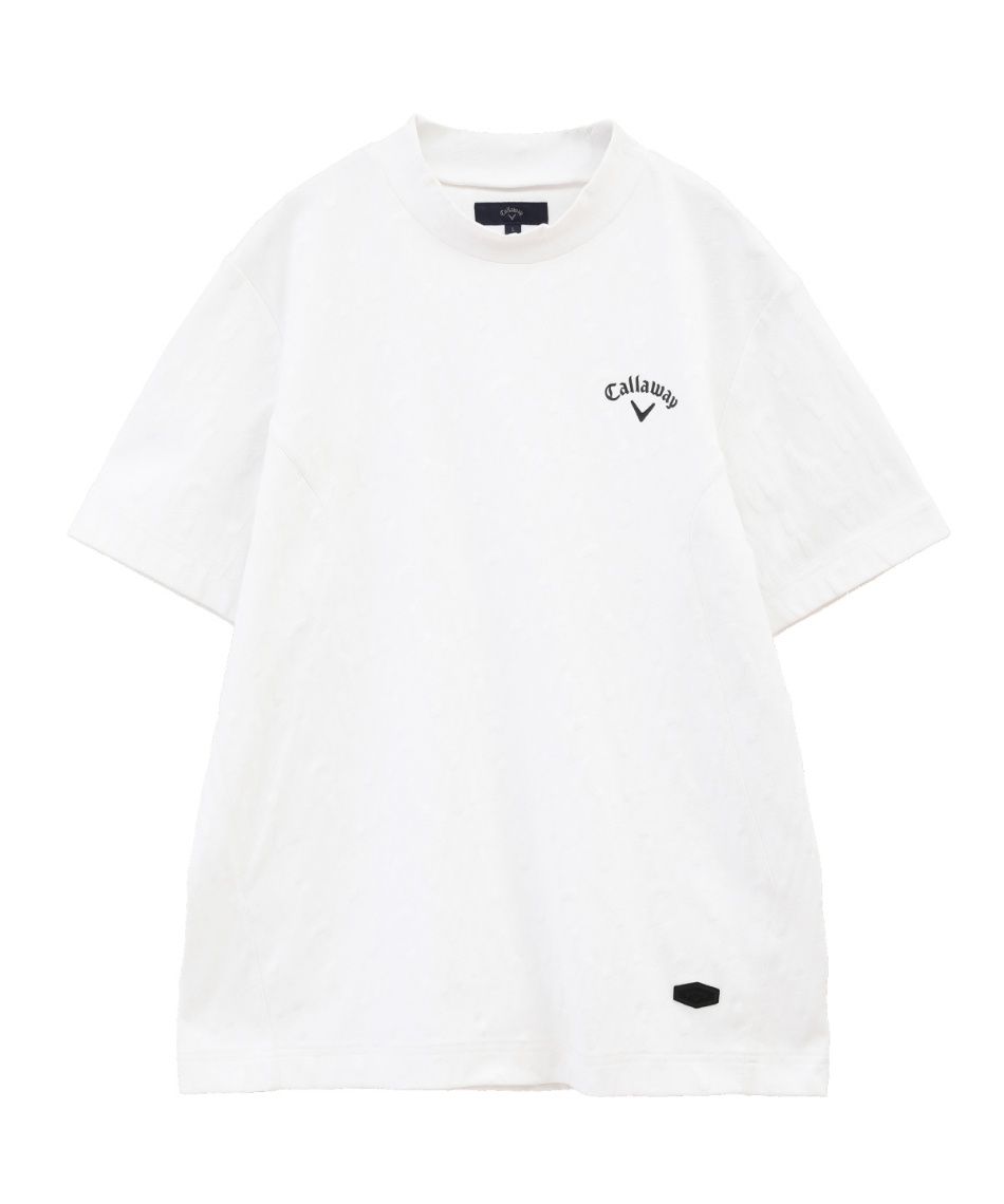 ゴルフウェア 半袖シャツ ロゴジャカード半袖モックネックシャツ