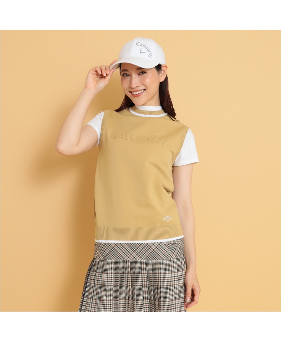 新品　callaway キャロウェイ　ゴルフウェア　レディース　ロゴニットベスト キャロウェイ(Callaway) ゴルフウェア ニットベスト ピンタック