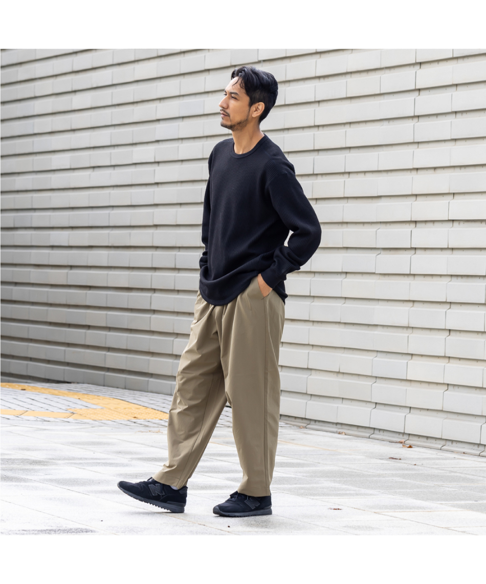 Tシャツ 長袖 ロングスリーブウォームワッフルクルー NT62436 K 【国内