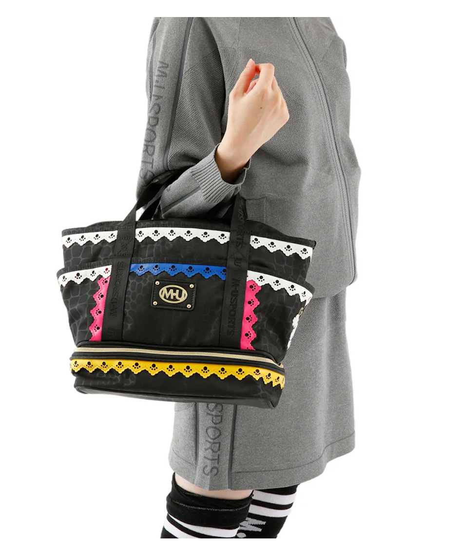 超美品☆エムユースポーツ エレガントキュートな肉球柄パンチングレースカートバック MUスポーツ(MU SPORTS) カートバッグ エレガントキュートな肉