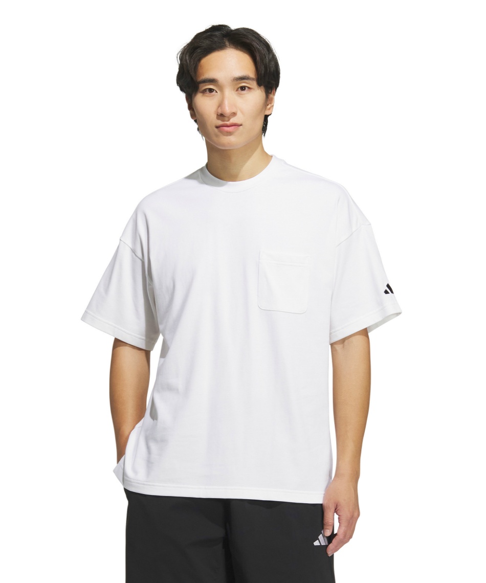 【ホワイト】多機能 スマートテック ジャージー 半袖シャツ Tシャツ 半袖 ルーズフィット ヘビーシングルジャージー 半袖ポケットT