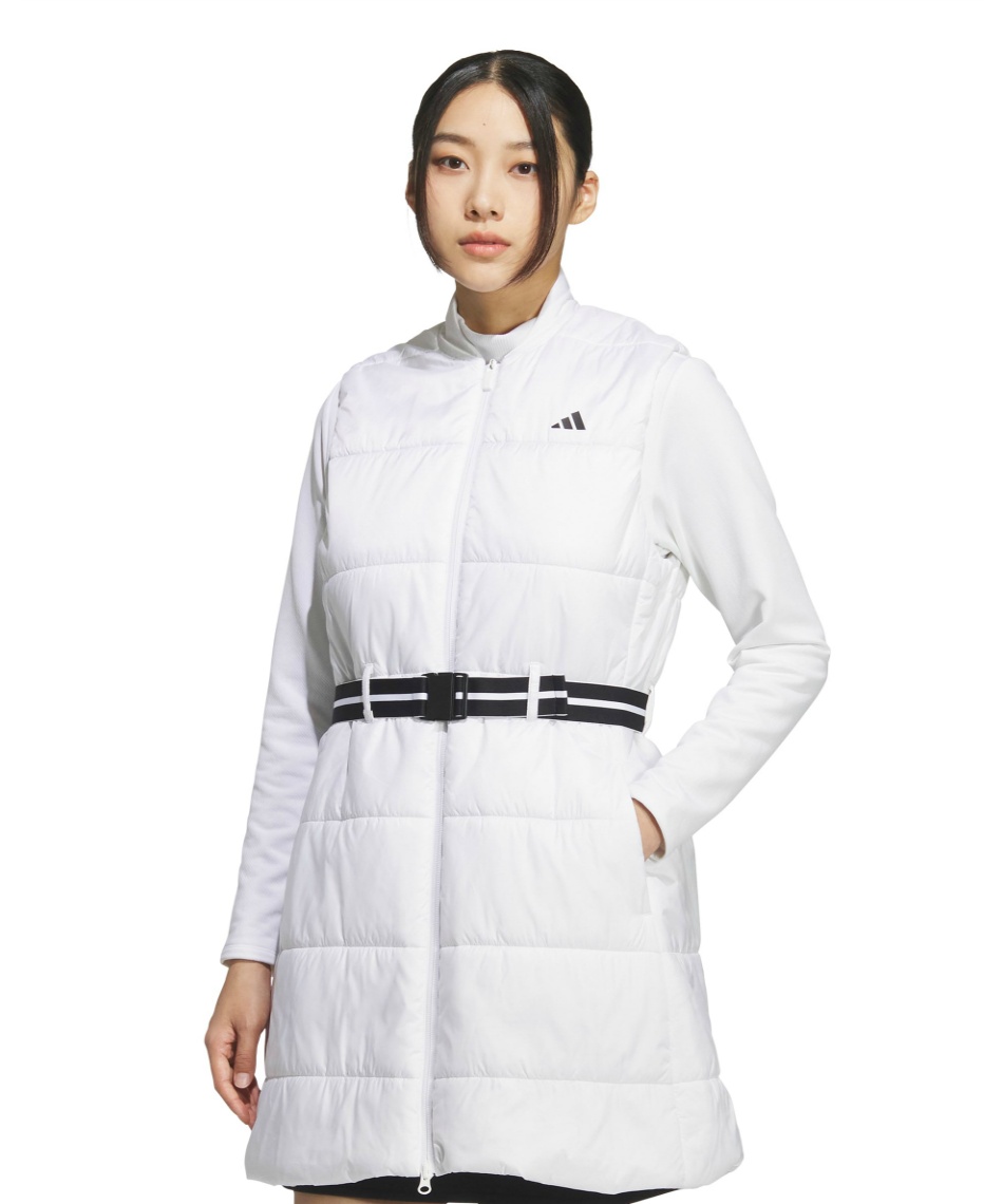 獲得ポイント180pt 【送料無料】アディダス(adidas) ゴルフウェア ベスト WIND .RDY フルジップ ロングベスト JWK17 【国内正規品】【2025年秋冬モデル】 レディース ホワイト J/L