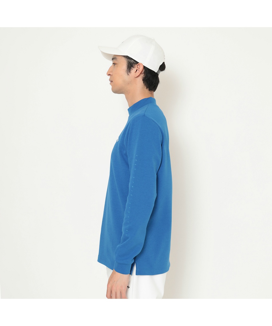 ゴルフウェア 長袖シャツ ダブルニット長袖モックネックシャツ