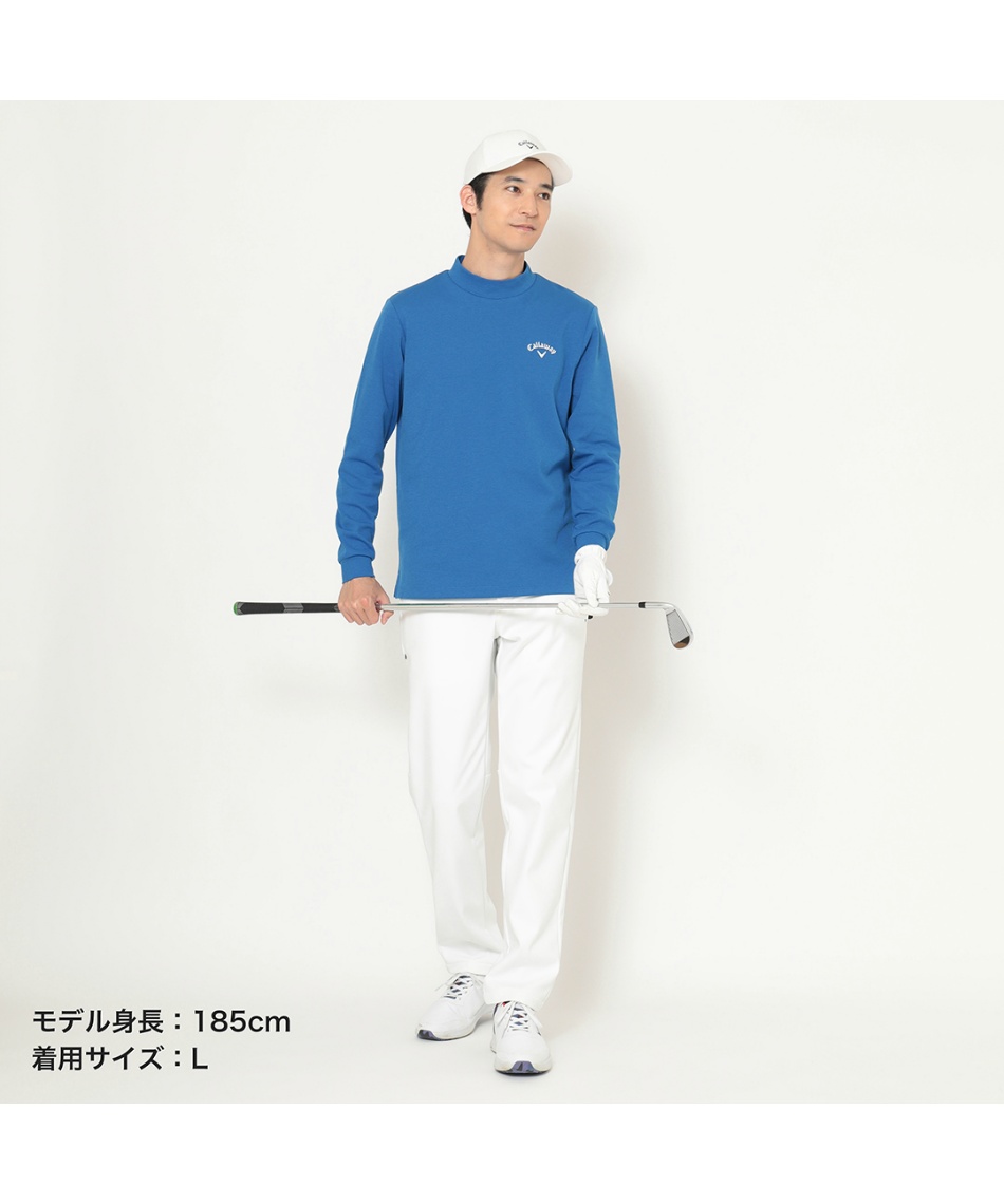 ゴルフウェア 長袖シャツ ダブルニット長袖モックネックシャツ
