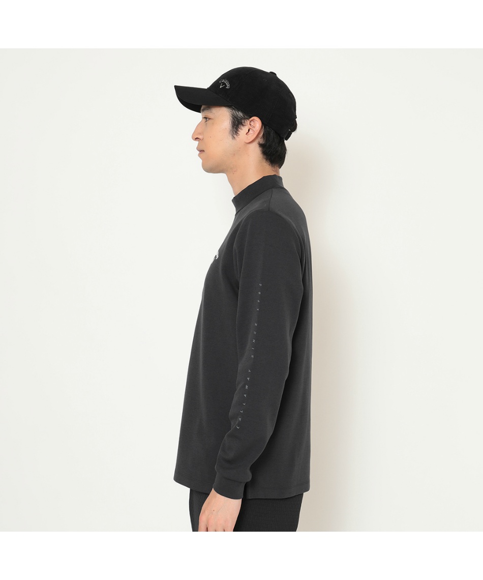 ゴルフウェア 長袖シャツ ダブルニット長袖モックネックシャツ