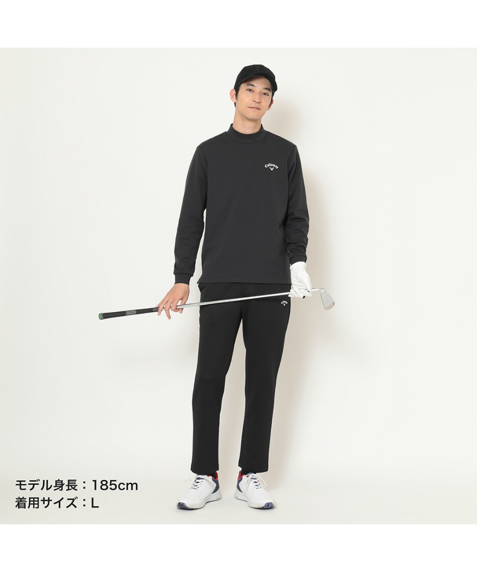 ゴルフウェア 長袖シャツ ダブルニット長袖モックネックシャツ