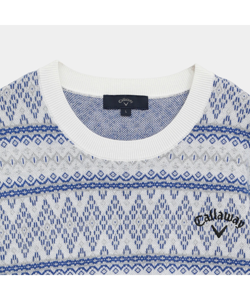 ★２３区ゴルフ　ノルディック柄裏地付きクルーネックニットＬサイズ美品★ 23区GOLF｜【WOMEN】【ウォッシャブル】ノルディック柄裏付き ニット