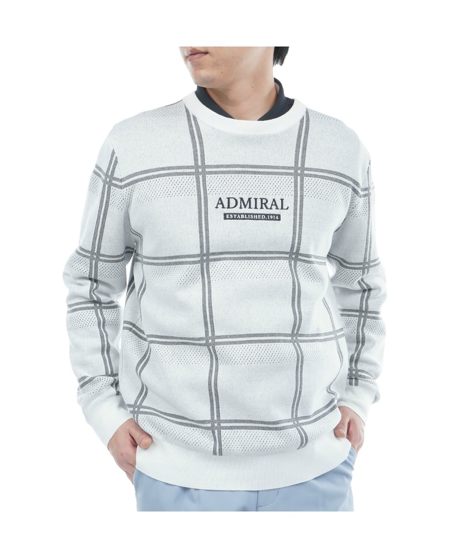 獲得ポイント155pt 【送料無料】アドミラル(Admiral) ゴルフウェア セーター ウィンドウペンクルーネックセーター ADMA558 【2025年秋冬モデル】 メンズ 00WHT LL