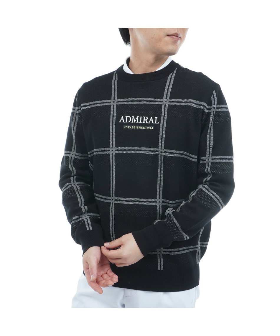 獲得ポイント155pt 【送料無料】アドミラル(Admiral) ゴルフウェア セーター ウィンドウペンクルーネックセーター ADMA558 【2025年秋冬モデル】 メンズ 10BLK M