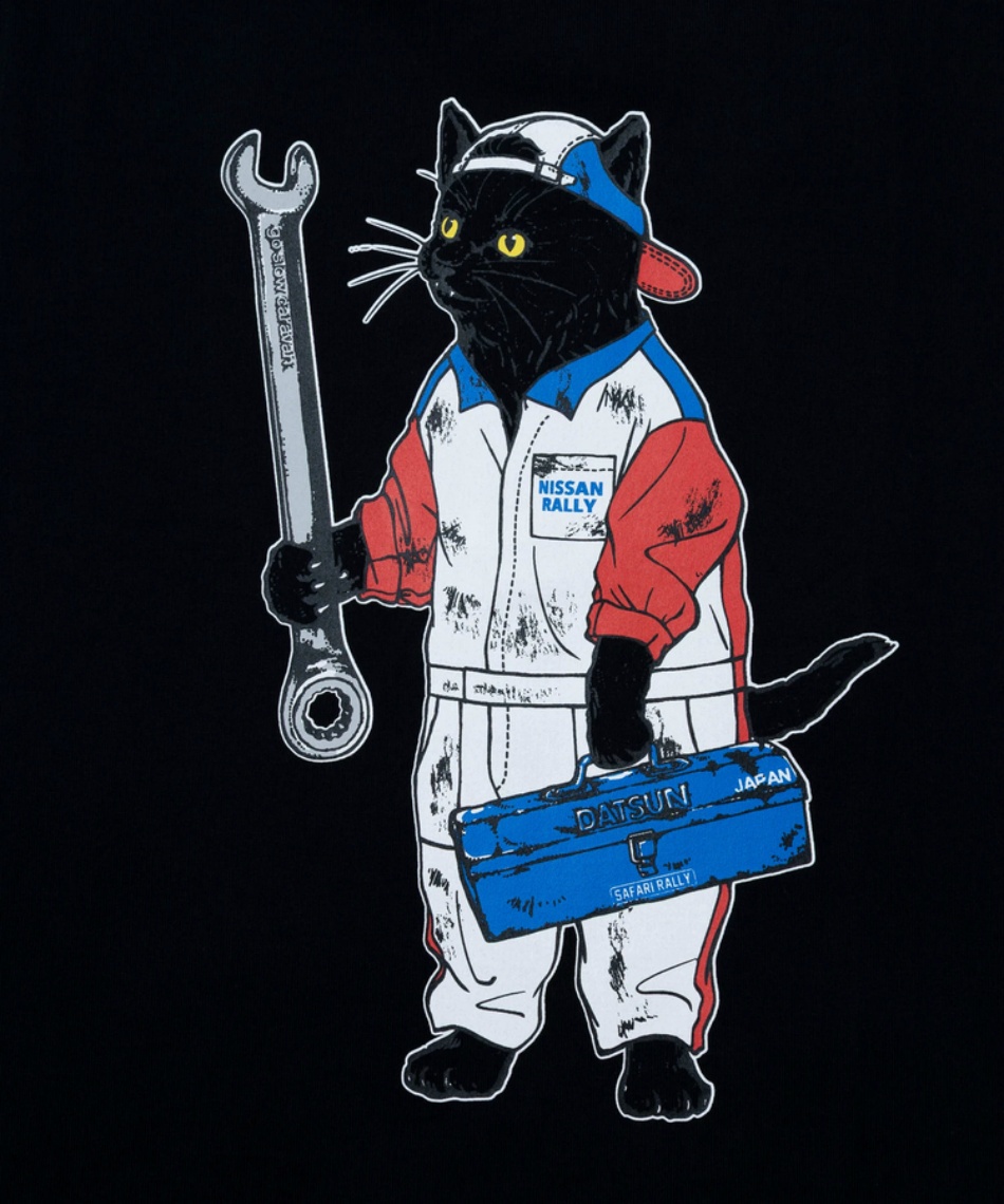 NISSAN × go slow caravan　猫 ゴースローキャラバン(Go Slow Caravan) Tシャツ 長袖 NISSAN×go slow