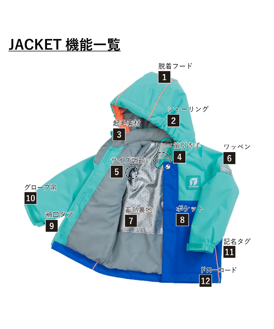 ON-YO-NE 水色 フード付きスキーウェア オンヨネ(ONYONE) スキーウェア 上下セット TODDLER SUIT RES59001