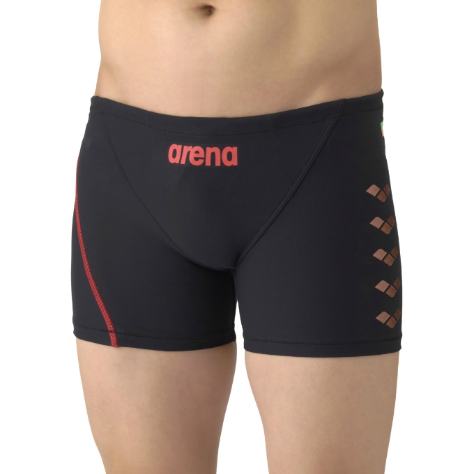 アリーナ(arena) トレーニング水着 スパッツ メンズ トレーニングスパッツ ミドルレッグ AS6SWM09M-BKRD