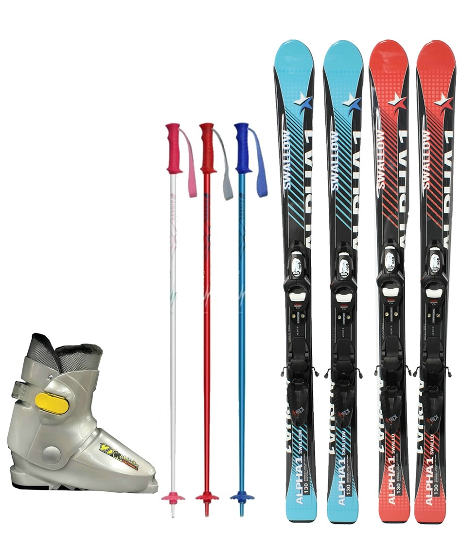 スワロー(Swallow) スキー板 ジュニアスキー 4点セット ALPHA ONE Jr+