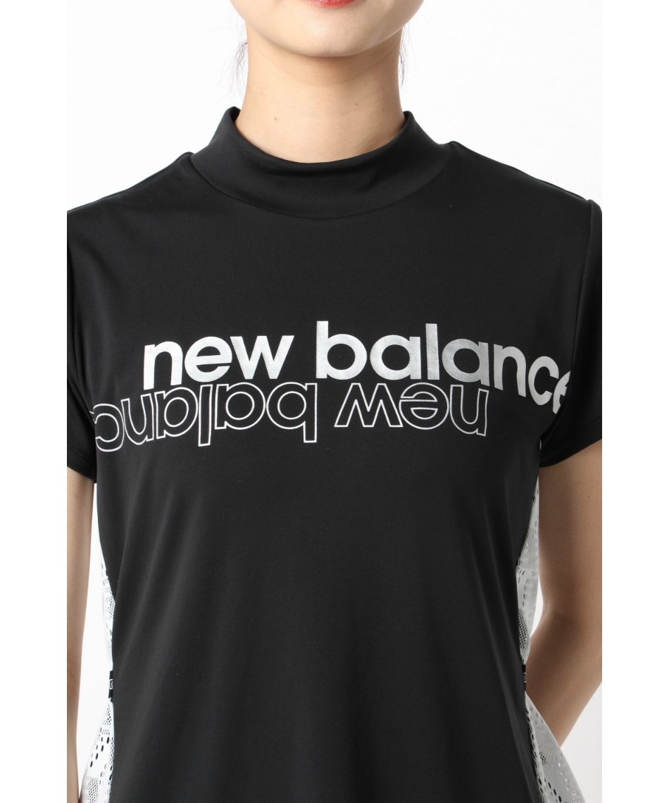 new balance 半袖 モックネック　プルオーバー ヘリンボーン　レース ニューバランス(new balance) ゴルフウェア 半袖シャツ