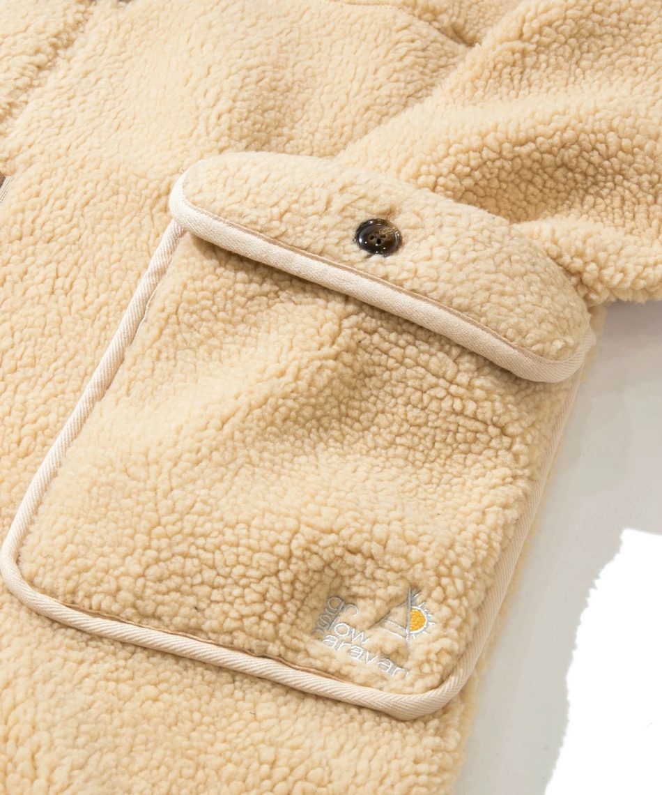 ゴースローキャラバン(Go Slow Caravan) フリース ジャケット ヘビーボア ゆったりフーディーコート 380241 IVORY