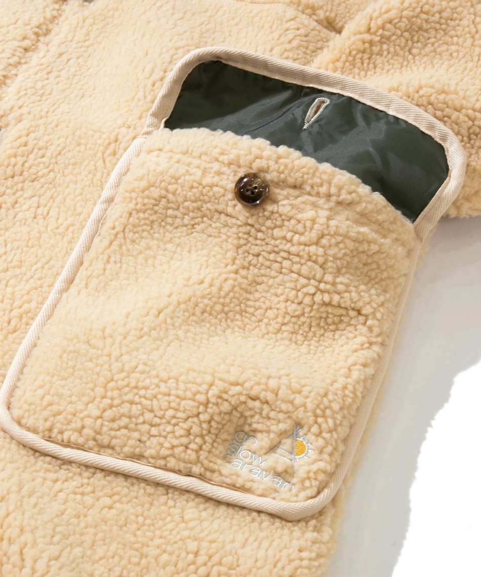 ゴースローキャラバン(Go Slow Caravan) フリース ジャケット ヘビーボア ゆったりフーディーコート 380241 IVORY