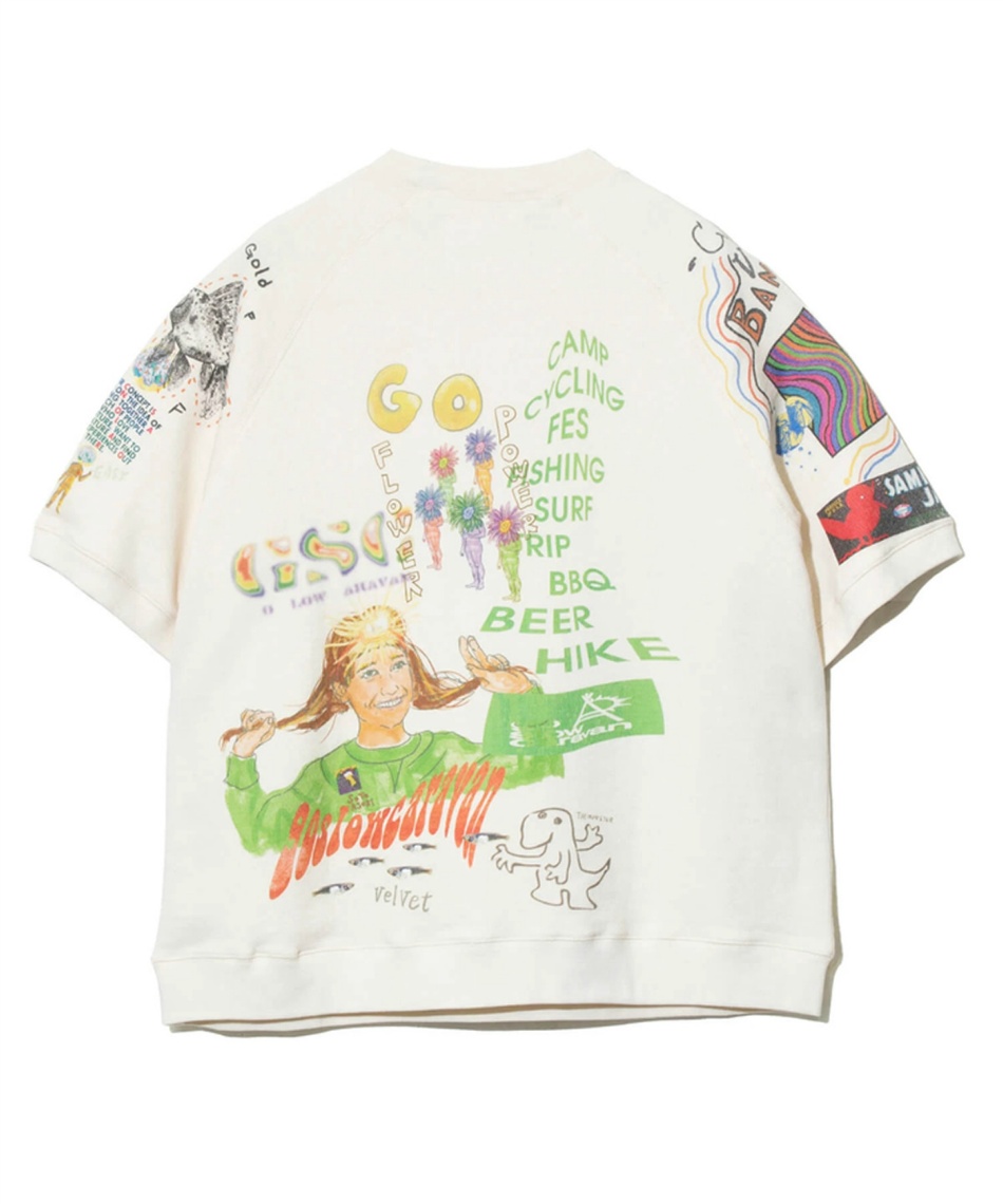 ゴースローキャラバン(Go Slow Caravan) Tシャツ 半袖 UNIQUEインレイ落書きMIXラグラン TEE 322603 005