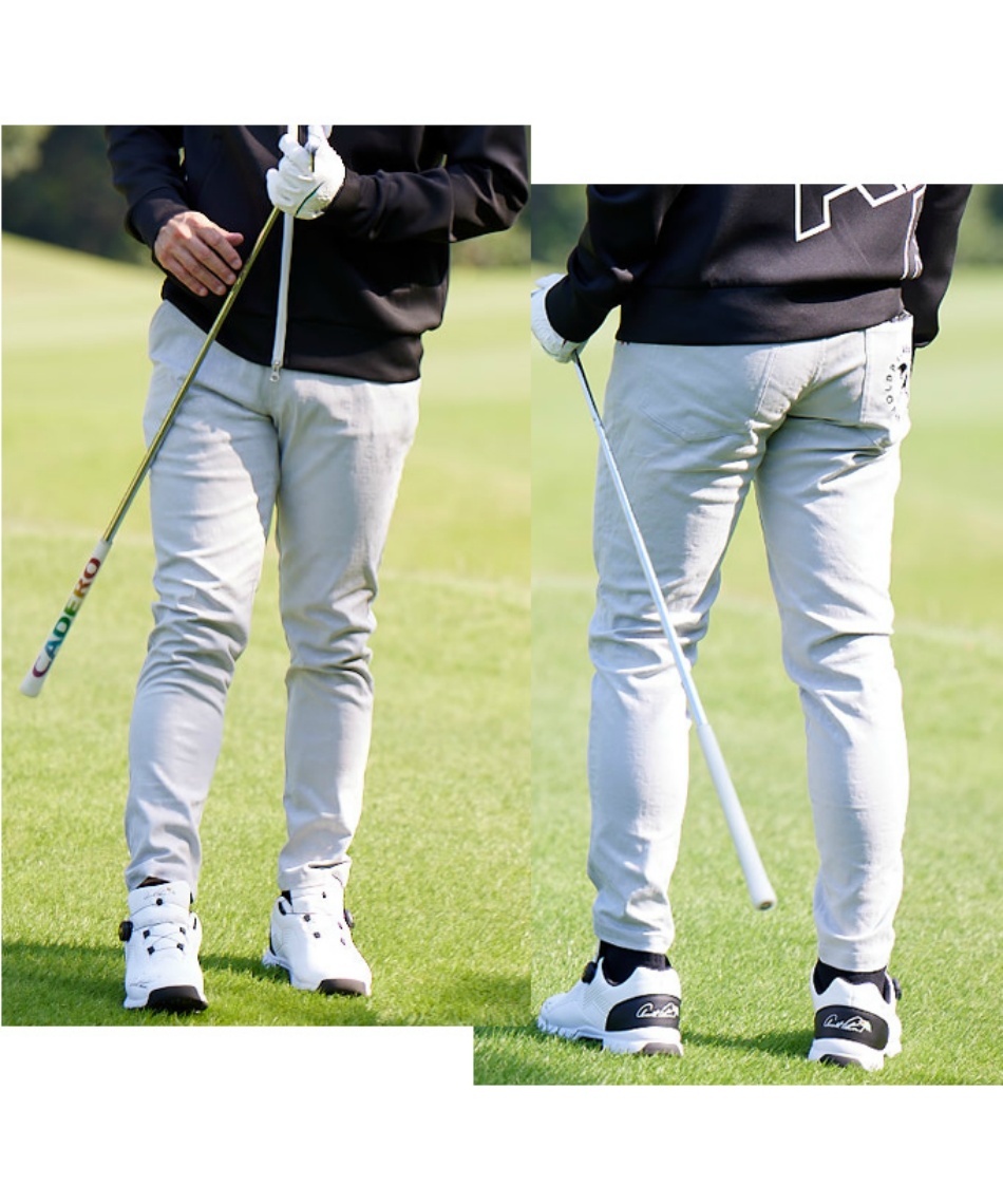 ゴルフウェア ロングパンツ ストレッチ裏パイルエンボスパンツ