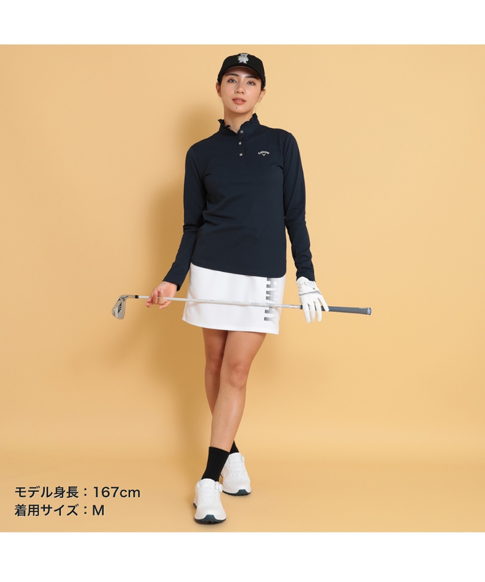 長袖フリルスタンドカラーシャツ Callaway キャロウェイ 白 ゴルフ