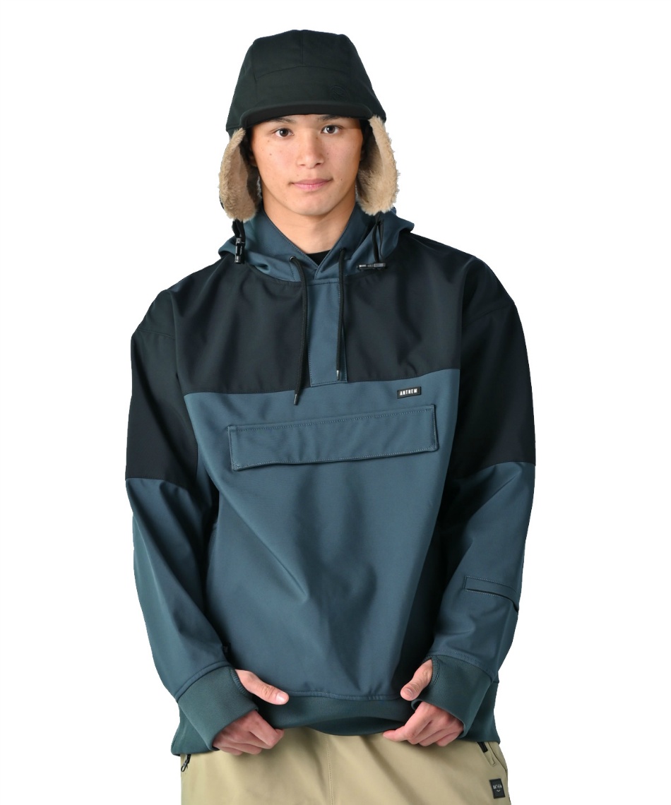 l|Cg113pt yzAZ(ANTHEM) Xm[{[hEFA WPbg SHOULDERPATCH HOODIE AN2405 y24-25 2025fz Y STEEL GRAY M