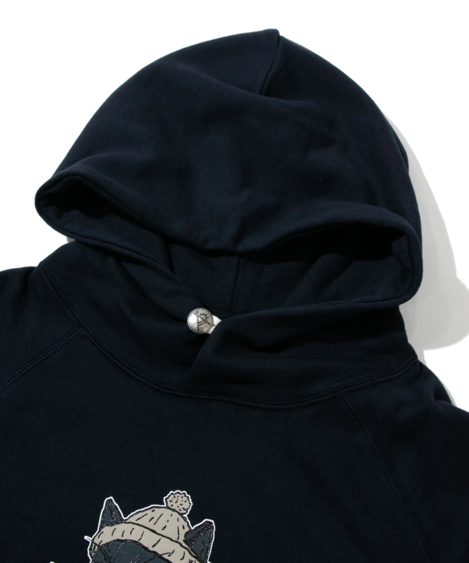 スウェットパーカー 空紡糸裏毛 野営猫 プルパーカー 332608