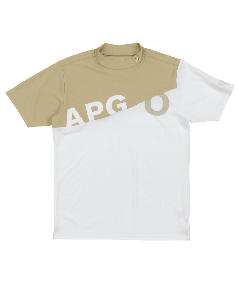 ゴルフウェア 半袖シャツ チェスト切替モックネック半袖シャツ