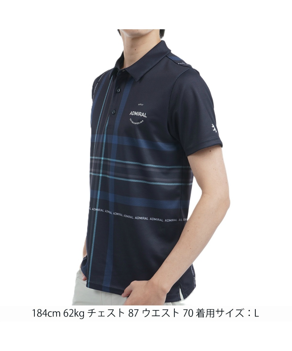 アドミラル(Admiral) ゴルフウェア ポロシャツ 半袖 チェックプリント