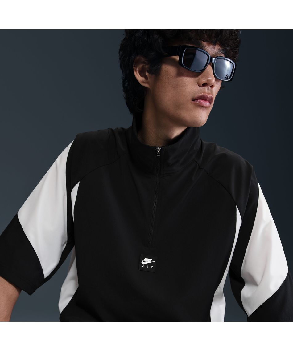 NIKE テニス 半袖ポロシャツ クロコ柄 ハーフジップ フェデラー着用 黒 NIKE ナイキ ポロシャツ 半袖 メンズ AIR ハーフジップシャツ