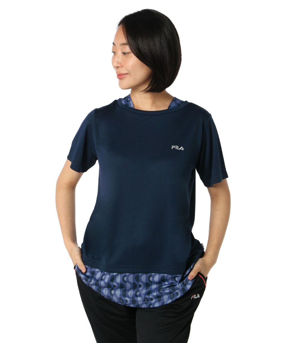 フィラ(FILA) Tシャツ 半袖 柄レイヤード風半袖機能Tシャツ