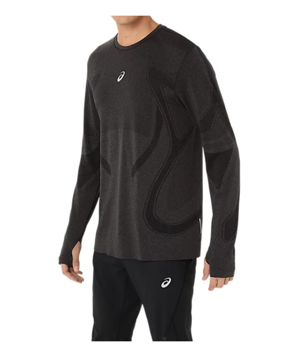 アシックス 日本代表 シャツ 黒 アシックス(asics) ランニングウェア Tシャツ 長袖 ROADランニング