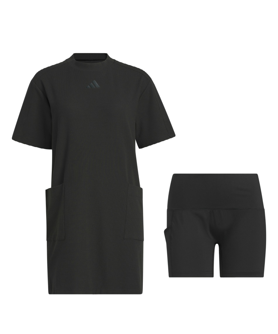adidasゴルフウェアワンピース adidas ワンピース ツイストニット クルーネック 半袖ワンピース