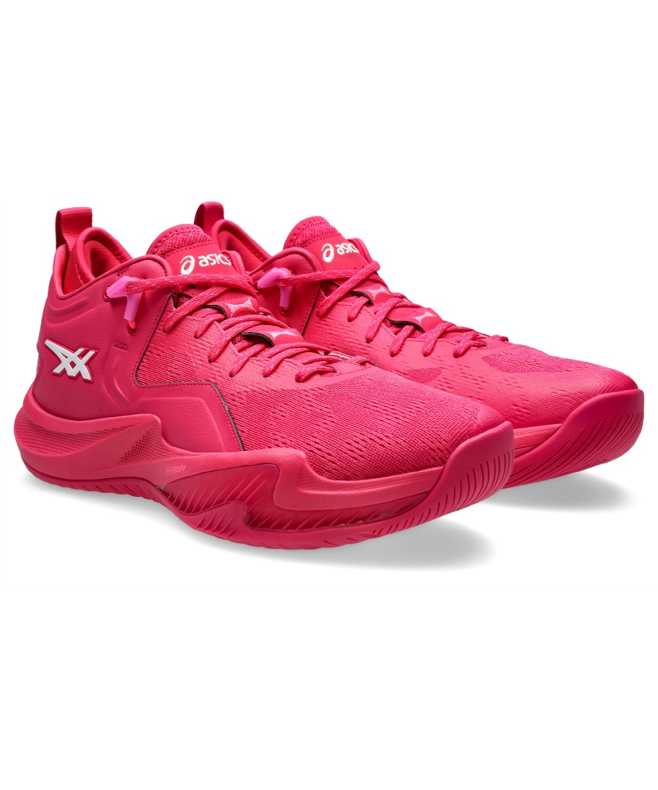 【美品 三島市直接可】ピンク色 前面バスケット付き △ アシックス(asics) バスケットシューズ NOVA SURGE LOW 2 1061A051